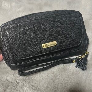 Buxton Black Leather Wristlet